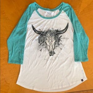 Hurley cow skull baseball tee